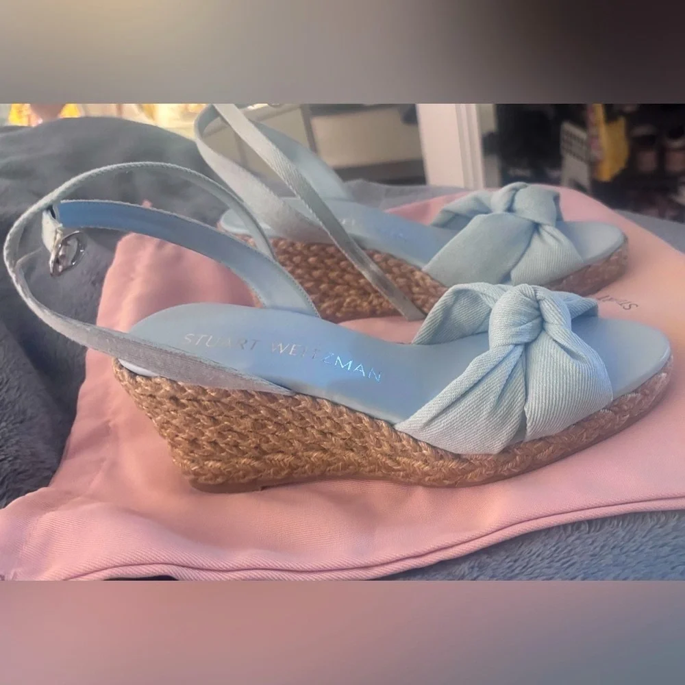 Stuart Weitzman Blue Espadrille Sandals New without box